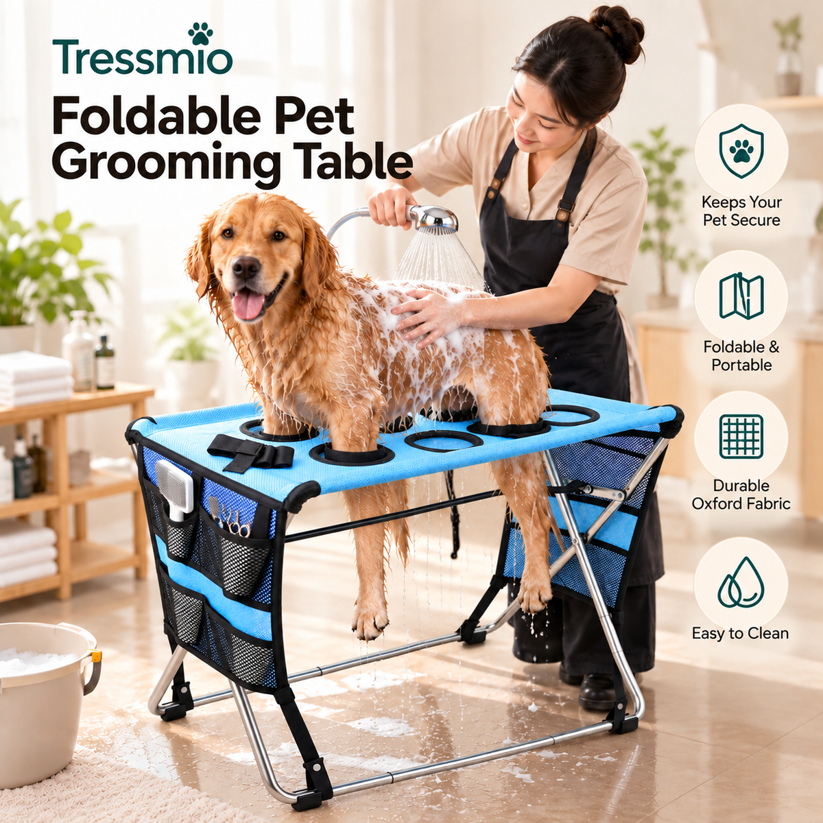 Tressmio Foldable Pet Grooming Table
